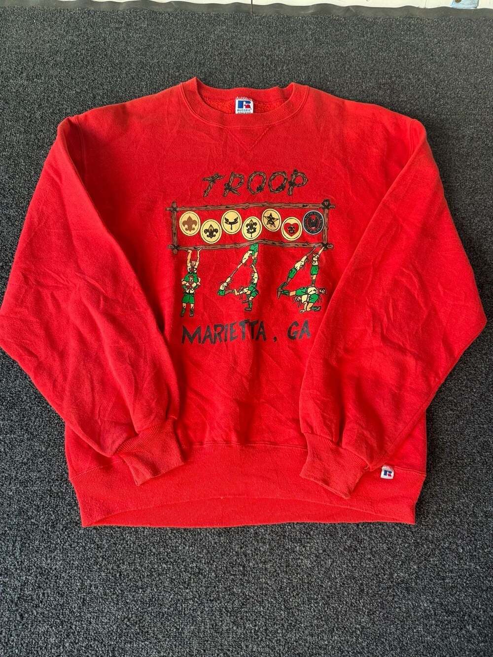 Vintage 90s Russell Athletic Boy Scouts Troop 444 Marietta GA Sweatshirt